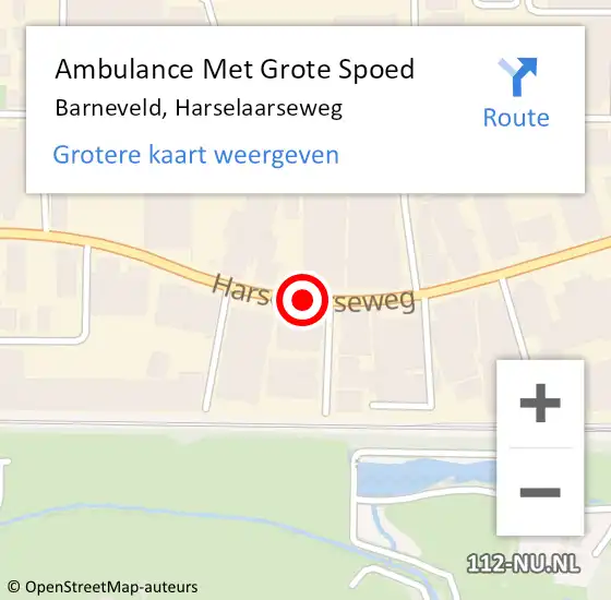 Locatie op kaart van de 112 melding: Ambulance Met Grote Spoed Naar Barneveld, Harselaarseweg op 1 augustus 2019 08:05