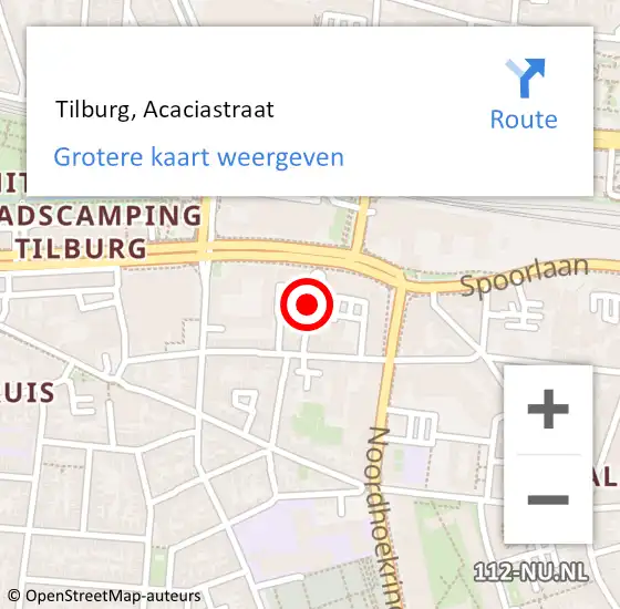 Locatie op kaart van de 112 melding:  Tilburg, Acaciastraat op 1 augustus 2019 08:32