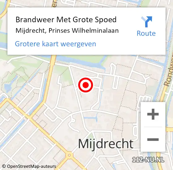 Locatie op kaart van de 112 melding: Brandweer Met Grote Spoed Naar Mijdrecht, Prinses Wilhelminalaan op 1 augustus 2019 08:46