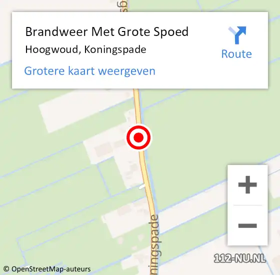 Locatie op kaart van de 112 melding: Brandweer Met Grote Spoed Naar Hoogwoud, Koningspade op 1 augustus 2019 08:48