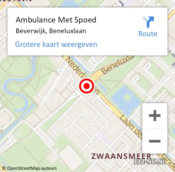 Locatie op kaart van de 112 melding: Ambulance Met Spoed Naar Beverwijk, Beneluxlaan op 1 augustus 2019 09:58
