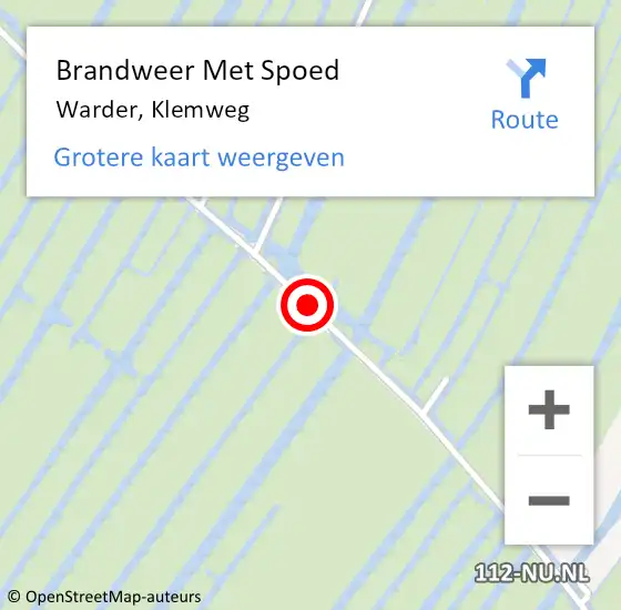 Locatie op kaart van de 112 melding: Brandweer Met Spoed Naar Warder, Klemweg op 1 augustus 2019 12:31