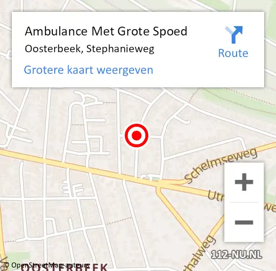 Locatie op kaart van de 112 melding: Ambulance Met Grote Spoed Naar Oosterbeek, Stephanieweg op 1 augustus 2019 12:32