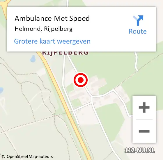 Locatie op kaart van de 112 melding: Ambulance Met Spoed Naar Helmond, Rijpelberg op 1 augustus 2019 12:53