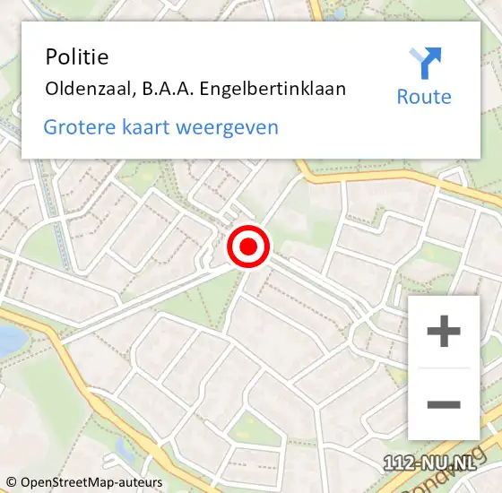 Locatie op kaart van de 112 melding: Politie Oldenzaal, B.A.A. Engelbertinklaan op 1 augustus 2019 13:07