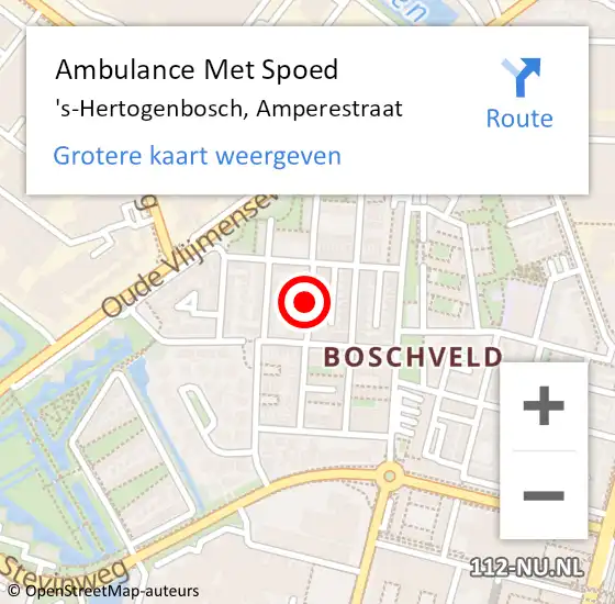 Locatie op kaart van de 112 melding: Ambulance Met Spoed Naar 's-Hertogenbosch, Amperestraat op 1 augustus 2019 13:21