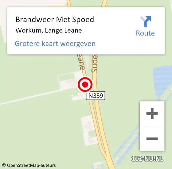 Locatie op kaart van de 112 melding: Brandweer Met Spoed Naar Workum, Lange Leane op 1 augustus 2019 13:48