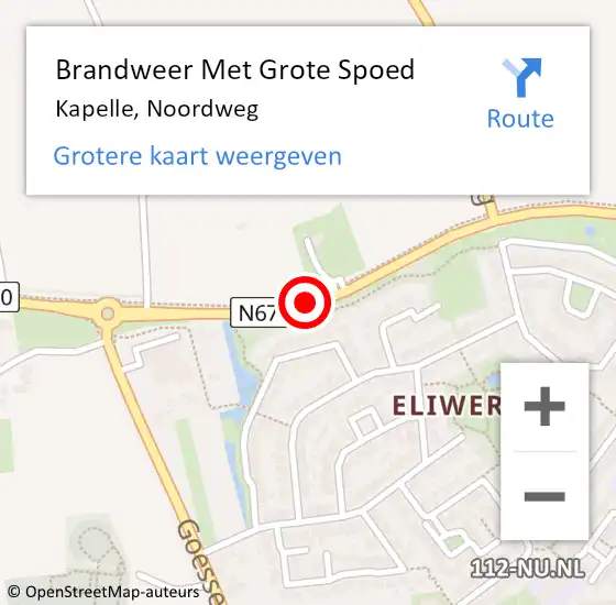 Locatie op kaart van de 112 melding: Brandweer Met Grote Spoed Naar Kapelle, Noordweg op 1 augustus 2019 17:13