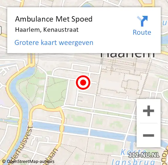Locatie op kaart van de 112 melding: Ambulance Met Spoed Naar Haarlem, Kenaustraat op 1 augustus 2019 17:20