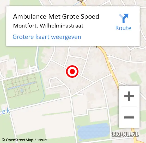 Locatie op kaart van de 112 melding: Ambulance Met Grote Spoed Naar Montfort, Wilhelminastraat op 1 augustus 2019 18:00