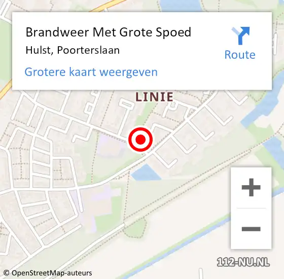 Locatie op kaart van de 112 melding: Brandweer Met Grote Spoed Naar Hulst, Poorterslaan op 1 augustus 2019 19:02