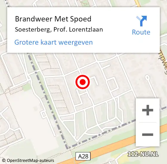 Locatie op kaart van de 112 melding: Brandweer Met Spoed Naar Soesterberg, Prof. Lorentzlaan op 1 augustus 2019 20:18