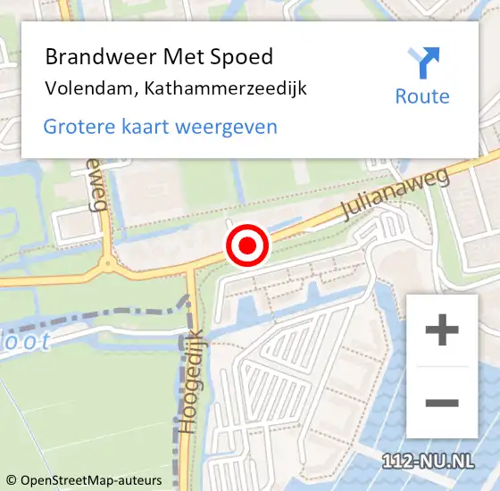 Locatie op kaart van de 112 melding: Brandweer Met Spoed Naar Volendam, Kathammerzeedijk op 1 augustus 2019 20:56