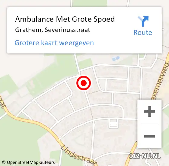 Locatie op kaart van de 112 melding: Ambulance Met Grote Spoed Naar Grathem, Severinusstraat op 1 augustus 2019 21:22