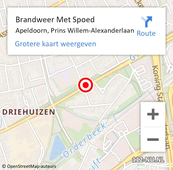 Locatie op kaart van de 112 melding: Brandweer Met Spoed Naar Apeldoorn, Prins Willem-Alexanderlaan op 1 augustus 2019 21:30