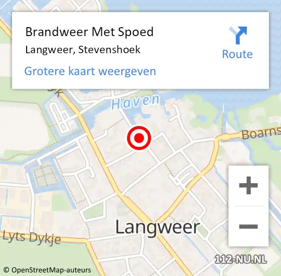 Locatie op kaart van de 112 melding: Brandweer Met Spoed Naar Langweer, Stevenshoek op 1 augustus 2019 23:22