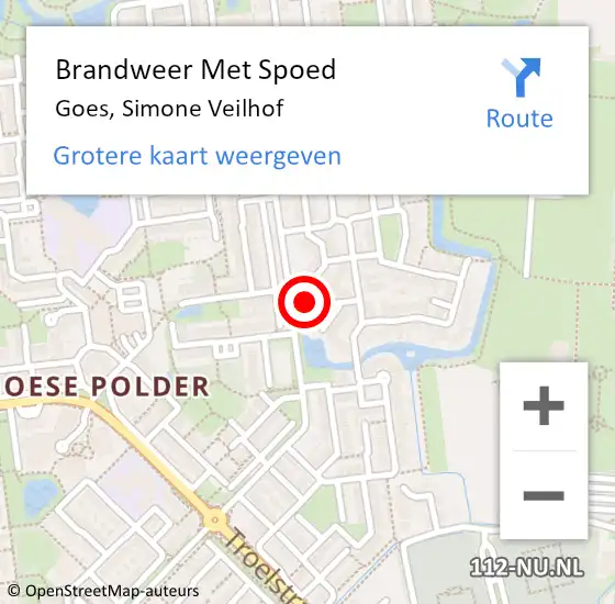 Locatie op kaart van de 112 melding: Brandweer Met Spoed Naar Goes, Simone Veilhof op 9 april 2014 13:37