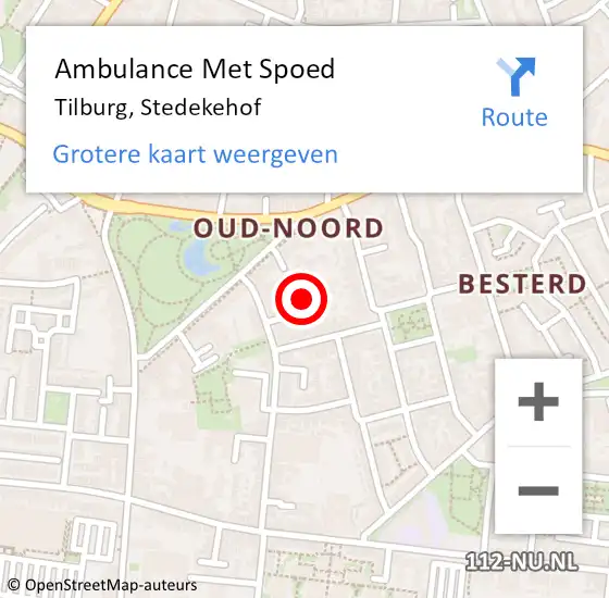 Locatie op kaart van de 112 melding: Ambulance Met Spoed Naar Tilburg, Stedekehof op 2 augustus 2019 00:30