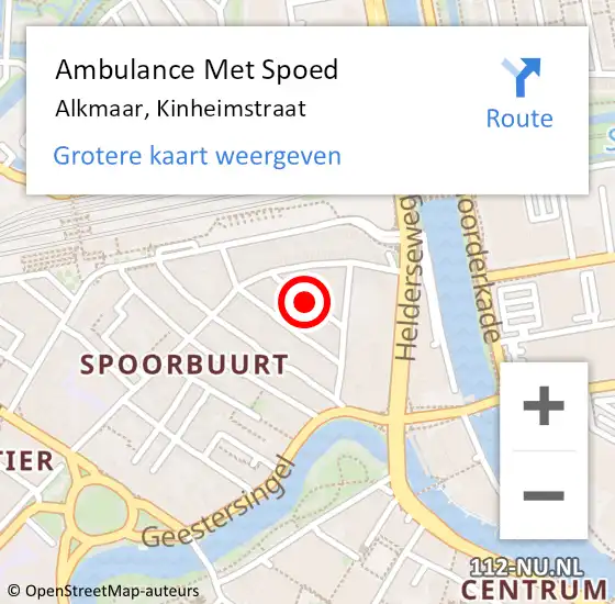 Locatie op kaart van de 112 melding: Ambulance Met Spoed Naar Alkmaar, Kinheimstraat op 2 augustus 2019 01:35