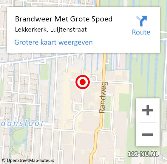Locatie op kaart van de 112 melding: Brandweer Met Grote Spoed Naar Lekkerkerk, Luijtenstraat op 9 april 2014 13:50