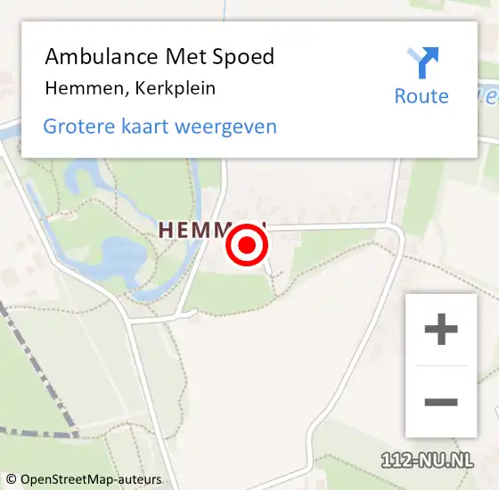 Locatie op kaart van de 112 melding: Ambulance Met Spoed Naar Hemmen, Kerkplein op 2 augustus 2019 08:53