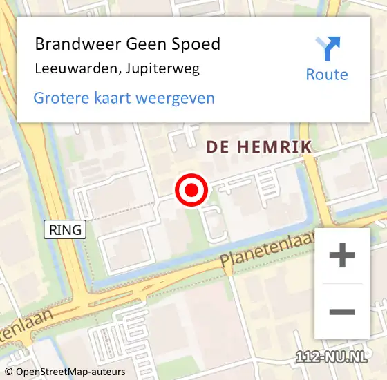 Locatie op kaart van de 112 melding: Brandweer Geen Spoed Naar Leeuwarden, Jupiterweg op 2 augustus 2019 09:48