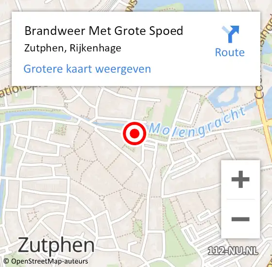 Locatie op kaart van de 112 melding: Brandweer Met Grote Spoed Naar Zutphen, Rijkenhage op 2 augustus 2019 10:05