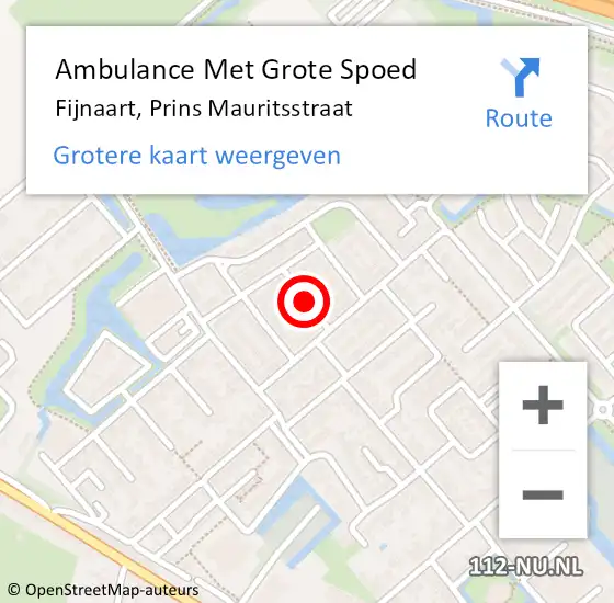 Locatie op kaart van de 112 melding: Ambulance Met Grote Spoed Naar Fijnaart, Prins Mauritsstraat op 2 augustus 2019 10:26