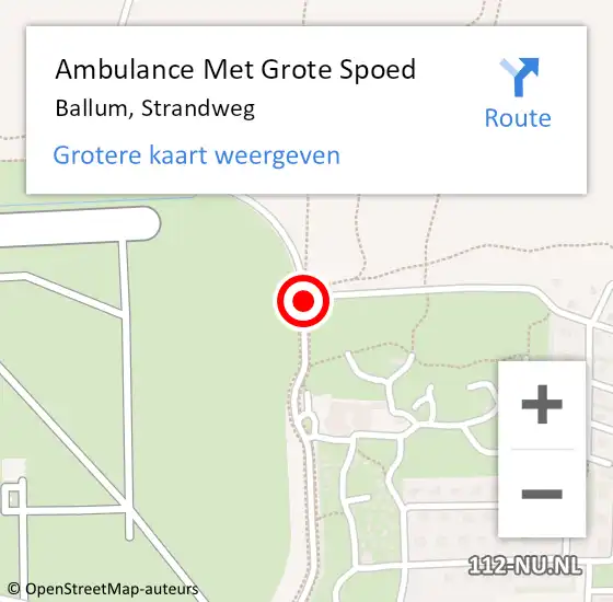 Locatie op kaart van de 112 melding: Ambulance Met Grote Spoed Naar Ballum, Strandweg op 2 augustus 2019 11:53