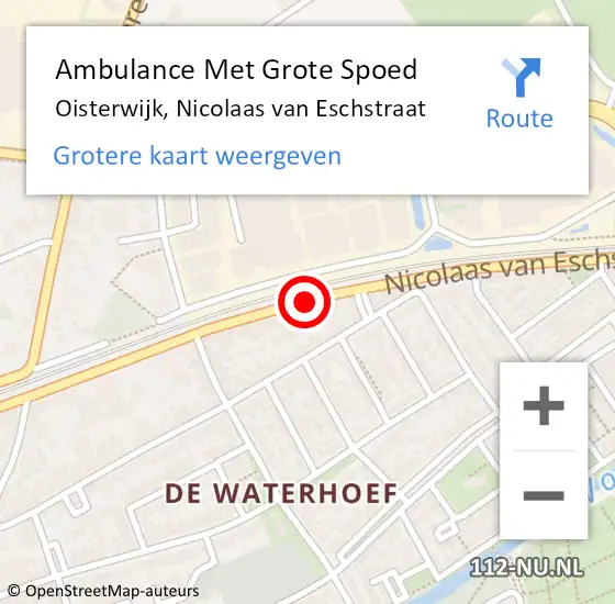 Locatie op kaart van de 112 melding: Ambulance Met Grote Spoed Naar Oisterwijk, Nicolaas van Eschstraat op 2 augustus 2019 12:22