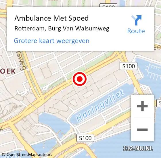 Locatie op kaart van de 112 melding: Ambulance Met Spoed Naar Rotterdam, Burg Van Walsumweg op 2 augustus 2019 13:15
