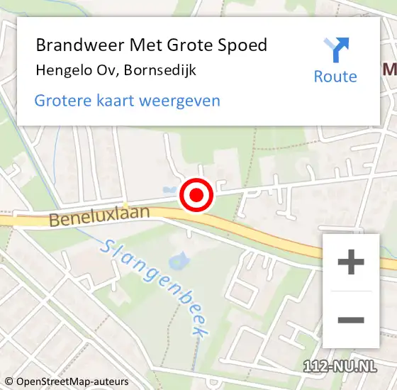 Locatie op kaart van de 112 melding: Brandweer Met Grote Spoed Naar Hengelo Ov, Bornsedijk op 2 augustus 2019 13:56