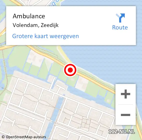 Locatie op kaart van de 112 melding: Ambulance Volendam, Zeedijk op 2 augustus 2019 13:59