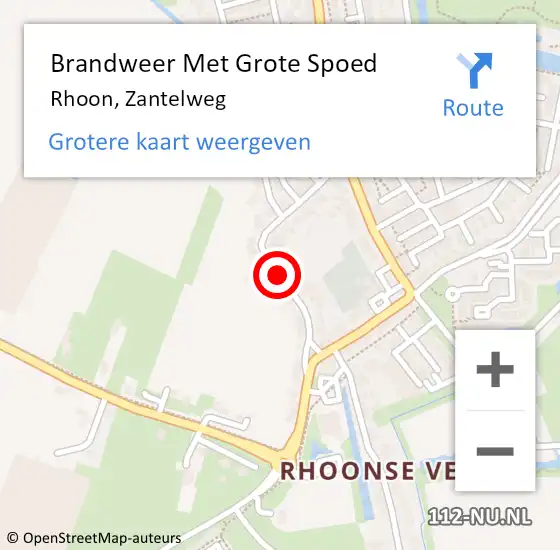 Locatie op kaart van de 112 melding: Brandweer Met Grote Spoed Naar Rhoon, Zantelweg op 2 augustus 2019 15:48