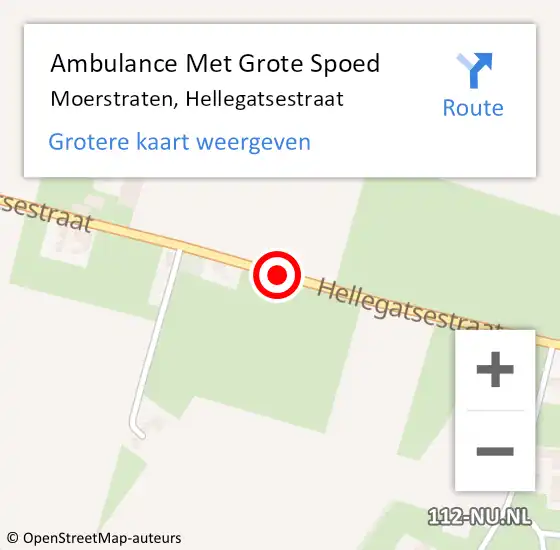 Locatie op kaart van de 112 melding: Ambulance Met Grote Spoed Naar Moerstraten, Hellegatsestraat op 2 augustus 2019 16:24