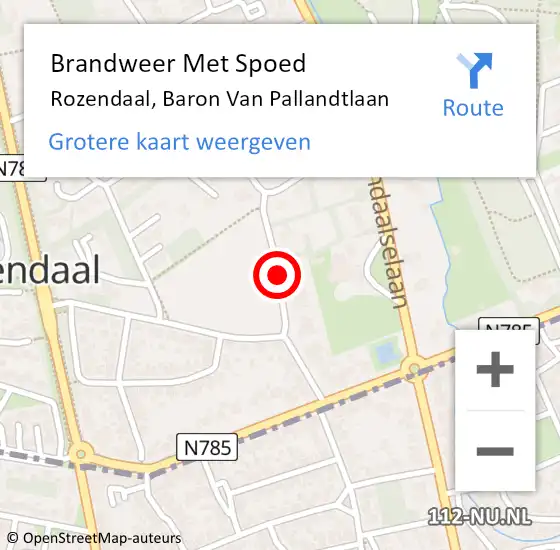 Locatie op kaart van de 112 melding: Brandweer Met Spoed Naar Rozendaal, Baron Van Pallandtlaan op 2 augustus 2019 16:39