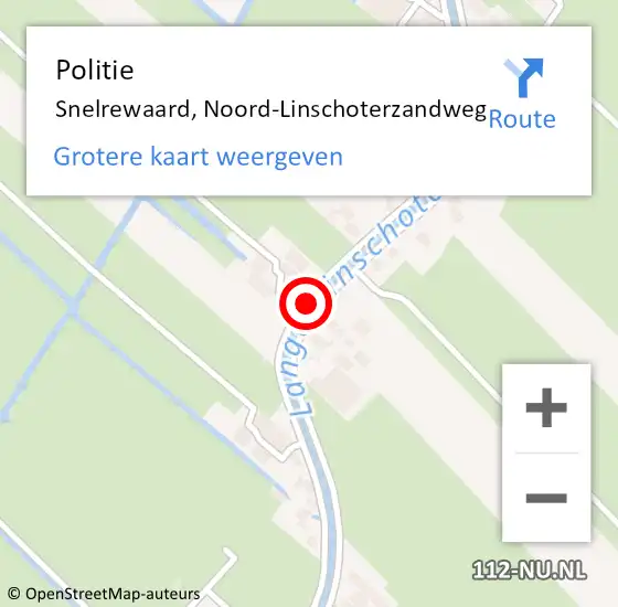 Locatie op kaart van de 112 melding: Politie Snelrewaard, Noord-Linschoterzandweg op 2 augustus 2019 16:41