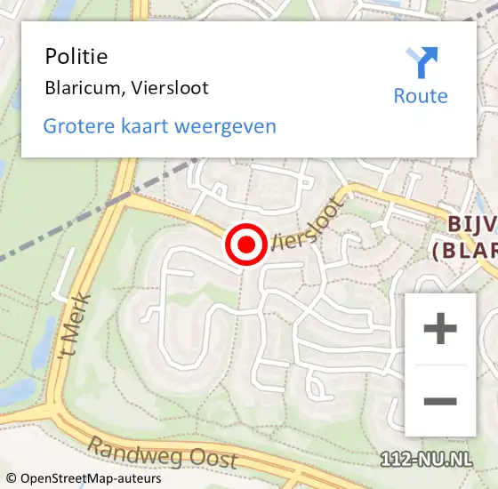 Locatie op kaart van de 112 melding: Politie Blaricum, Viersloot op 2 augustus 2019 17:09