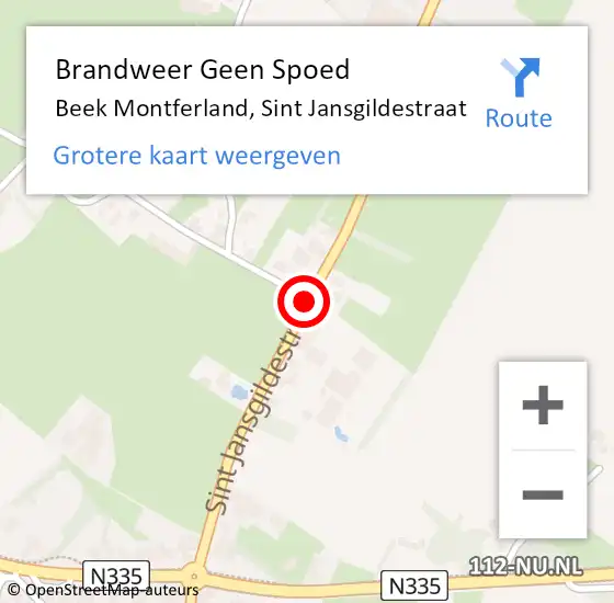 Locatie op kaart van de 112 melding: Brandweer Geen Spoed Naar Beek Montferland, Sint Jansgildestraat op 2 augustus 2019 18:21