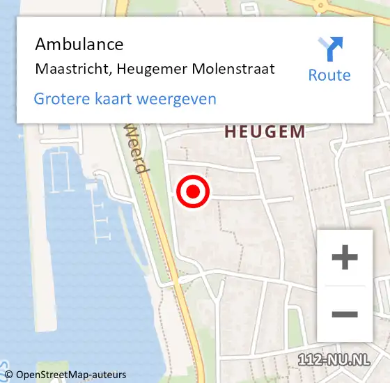 Locatie op kaart van de 112 melding: Ambulance Maastricht, Heugemer Molenstraat op 9 april 2014 14:52