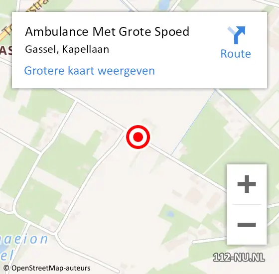 Locatie op kaart van de 112 melding: Ambulance Met Grote Spoed Naar Gassel, Kapellaan op 2 augustus 2019 20:06