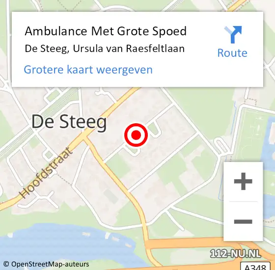 Locatie op kaart van de 112 melding: Ambulance Met Grote Spoed Naar De Steeg, Ursula van Raesfeltlaan op 2 augustus 2019 20:41