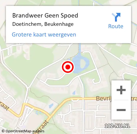 Locatie op kaart van de 112 melding: Brandweer Geen Spoed Naar Doetinchem, Beukenhage op 2 augustus 2019 20:43