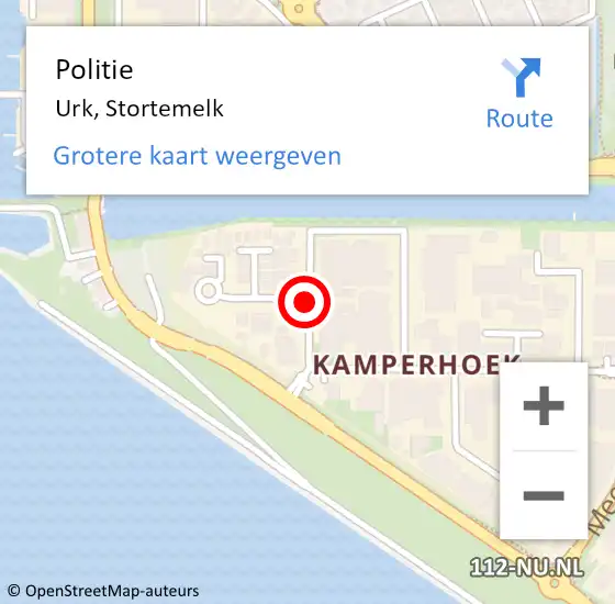 Locatie op kaart van de 112 melding: Politie Urk, Stortemelk op 2 augustus 2019 22:47