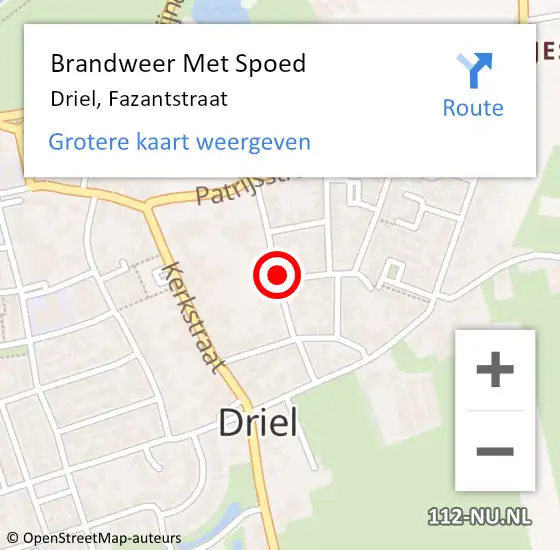 Locatie op kaart van de 112 melding: Brandweer Met Spoed Naar Driel, Fazantstraat op 3 augustus 2019 01:29