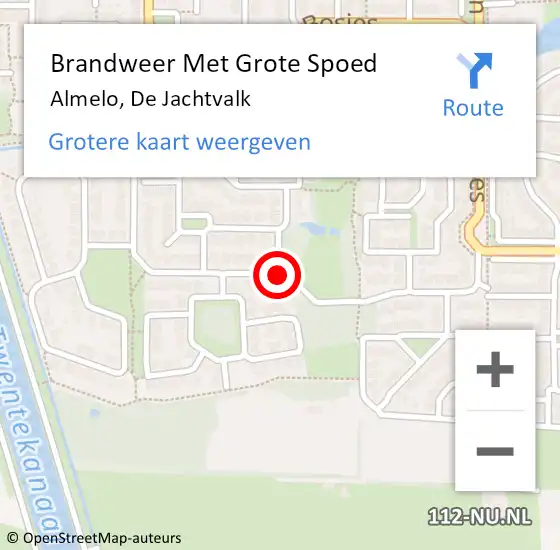 Locatie op kaart van de 112 melding: Brandweer Met Grote Spoed Naar Almelo, De Jachtvalk op 3 augustus 2019 01:45