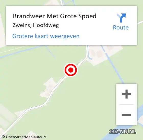 Locatie op kaart van de 112 melding: Brandweer Met Grote Spoed Naar Zweins, Hoofdweg op 3 augustus 2019 01:54