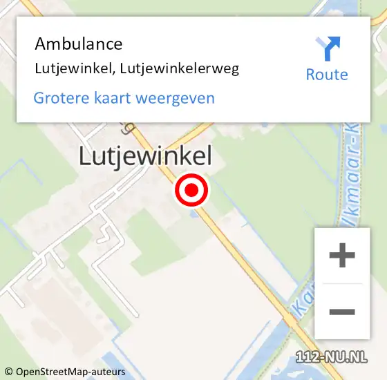 Locatie op kaart van de 112 melding: Ambulance Lutjewinkel, Lutjewinkelerweg op 9 april 2014 15:22