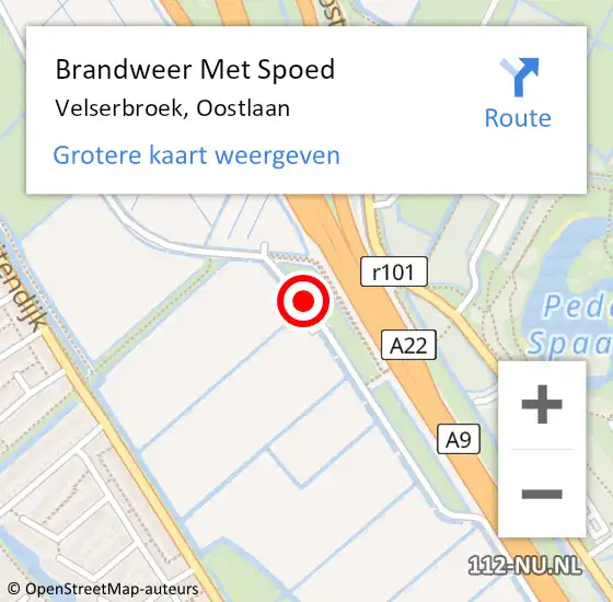 Locatie op kaart van de 112 melding: Brandweer Met Spoed Naar Velserbroek, Oostlaan op 3 augustus 2019 10:17