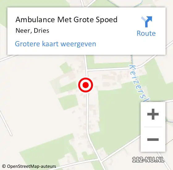 Locatie op kaart van de 112 melding: Ambulance Met Grote Spoed Naar Neer, Dries op 3 augustus 2019 10:28